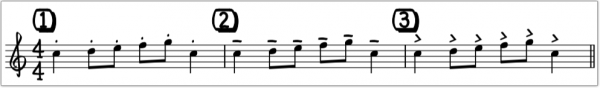 staccato, tenuto og marcato